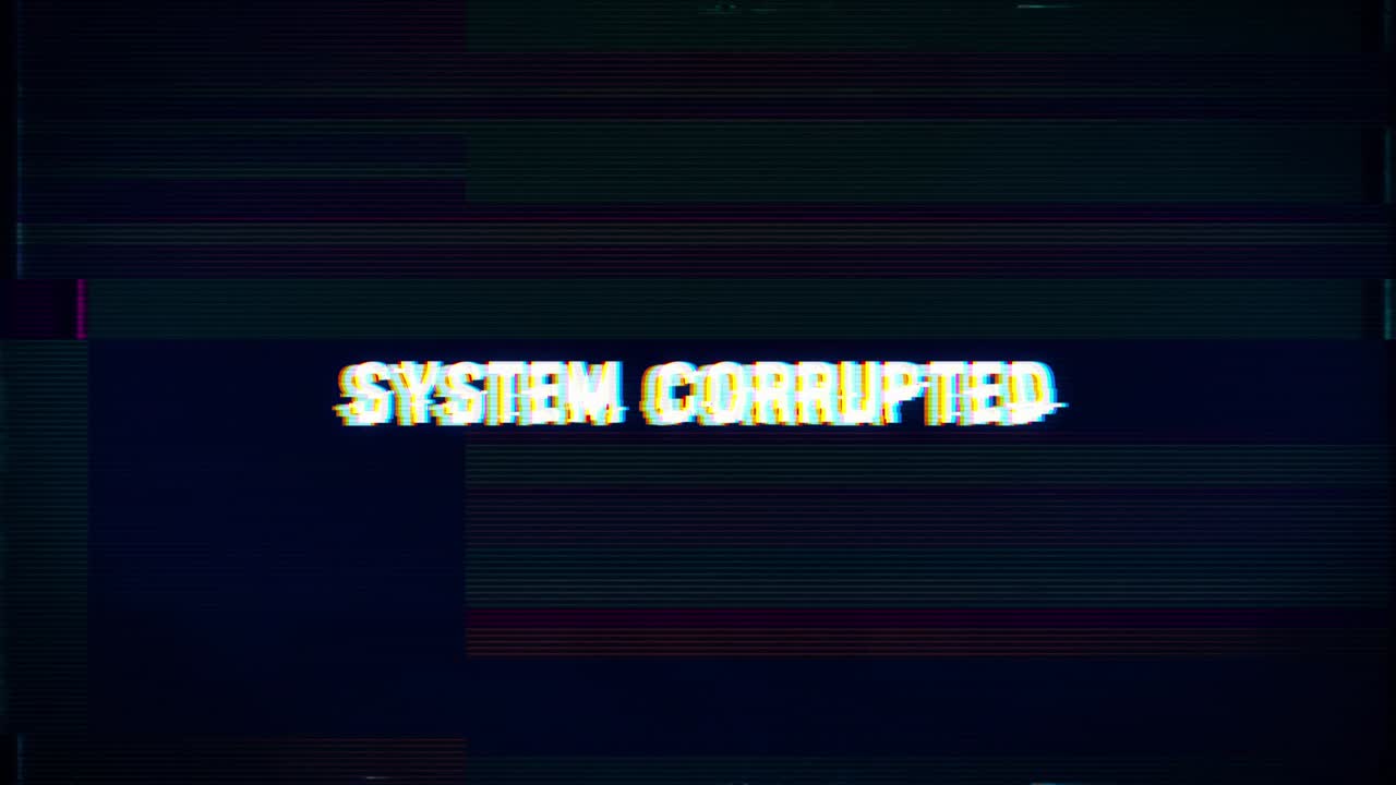 sistema animado dañado mensaje en la tv fallo estático y ruido de fondo