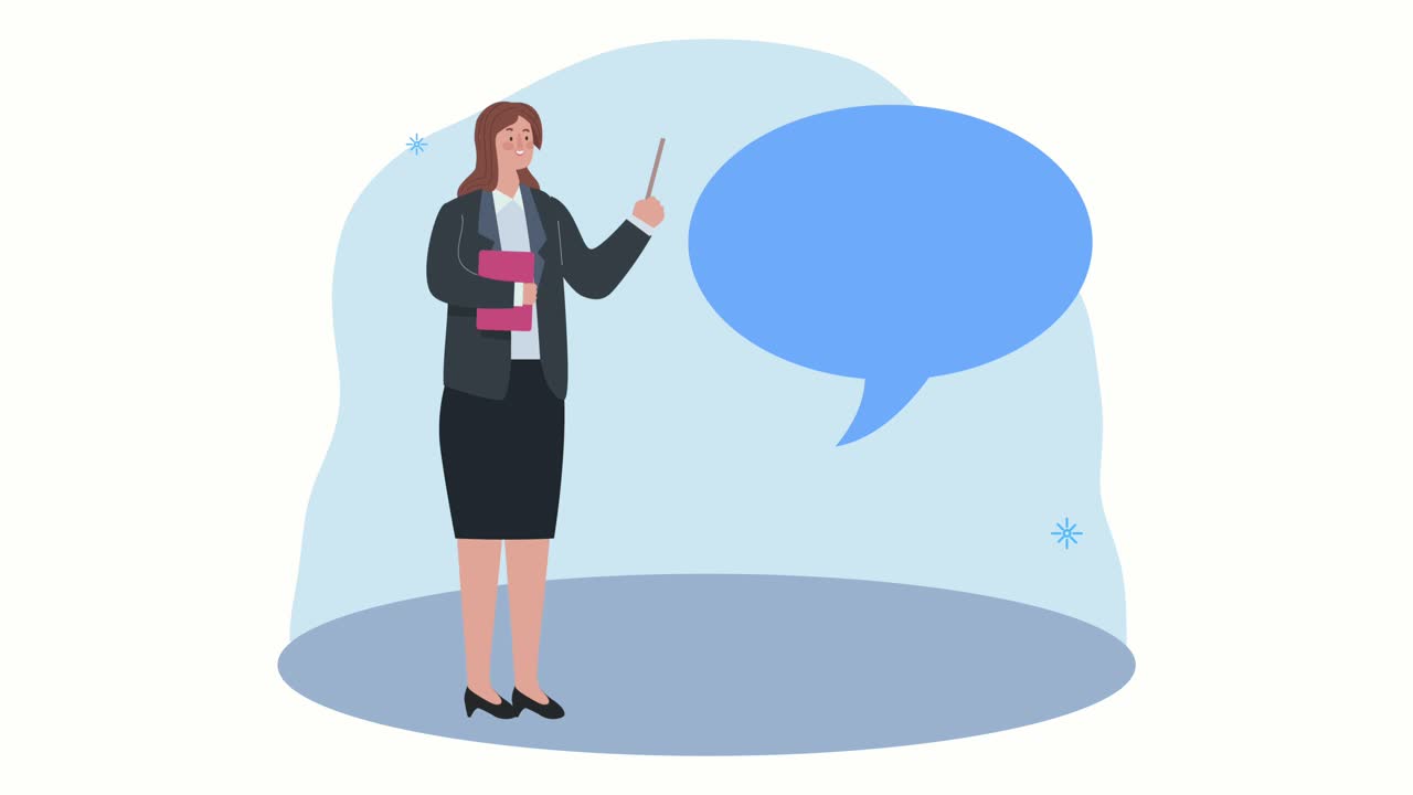 elegant businesswoman speaking character animation