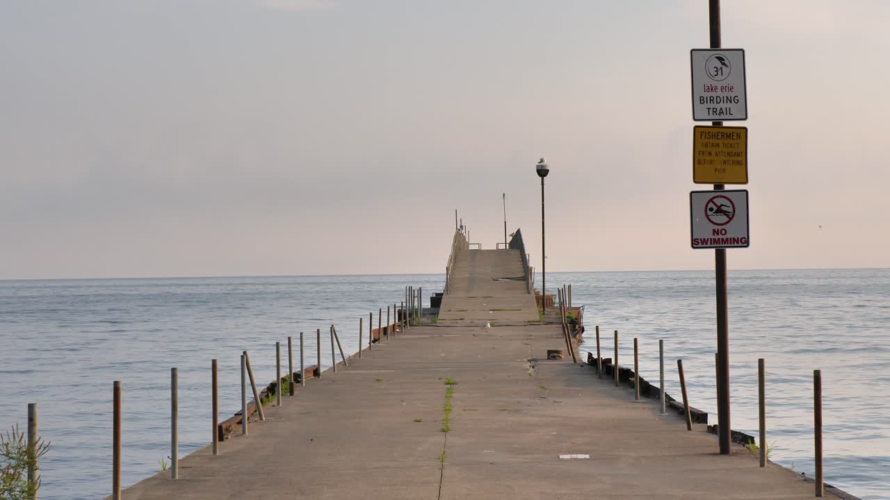 Beach dock early morning on Lake Erie
