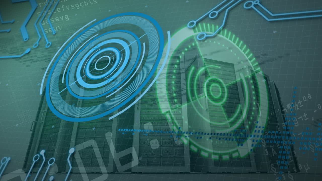 animación de escaneos y procesamiento de datos a través de servidores informáticos