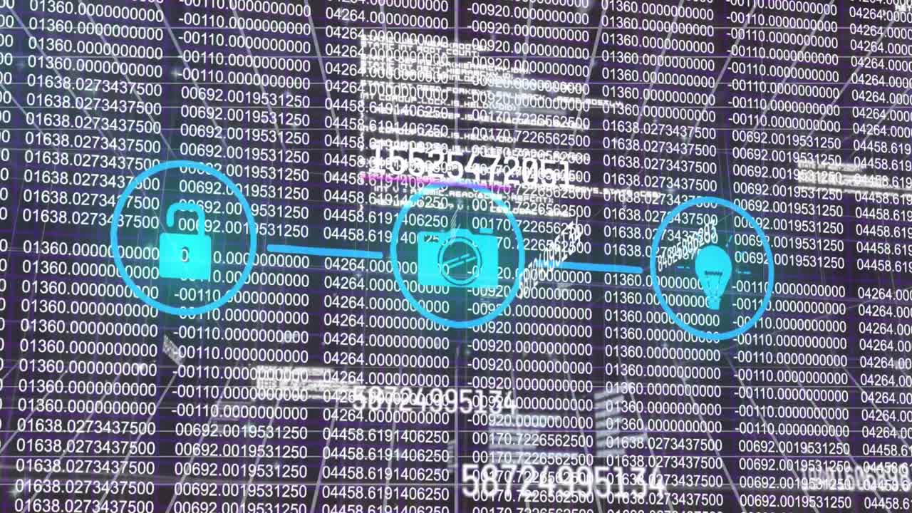 animación del procesamiento de datos a través de la red con íconos