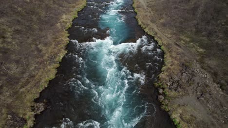 fresh water river turquoise color in the natural iceland landscape