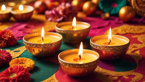 velas de diwali y decoraciones