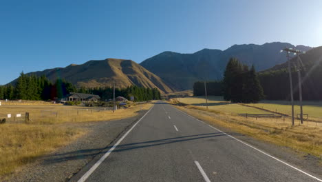 scenic route with mountain scenery in twizel, otago, new zealand