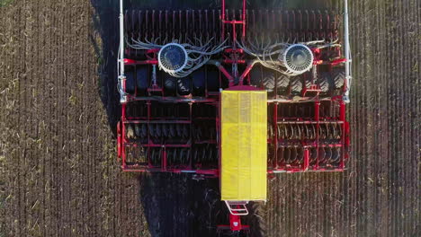 view from above of the harrowing and aeration of the soil before sowing