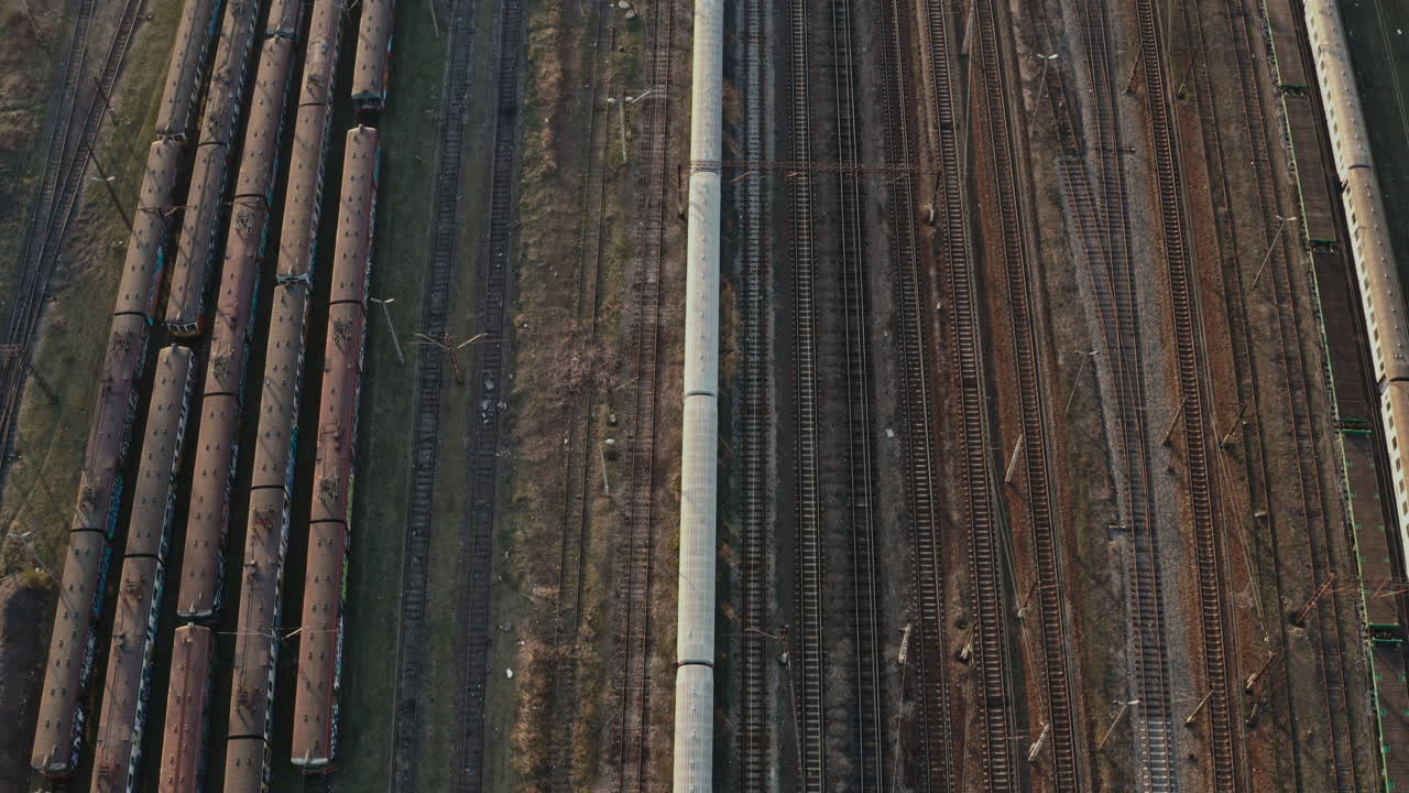 Aerial View of a Busy Train Yard