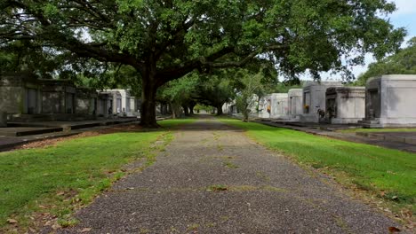 droning low in a new orleans cemetery