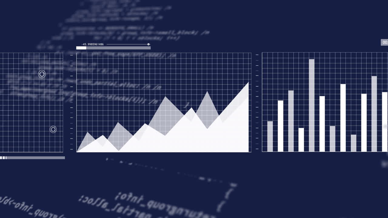 animación de la interfaz con el procesamiento de datos contra un fondo azul