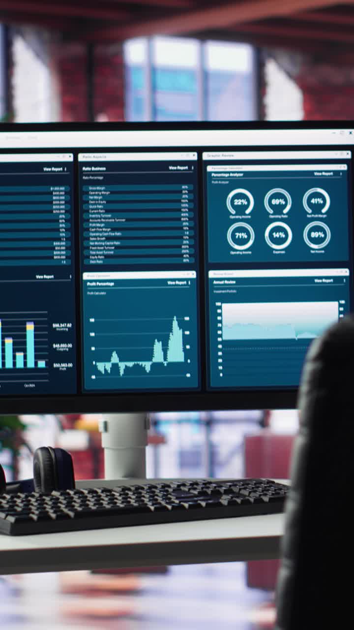 Vertical Video Loft with computer displaying SEO trends and targeted data insights