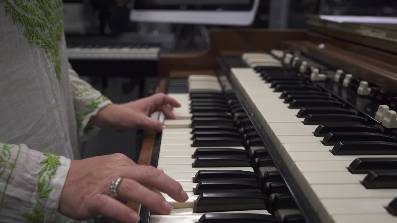 Hammond Organ being played in professional music studio