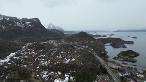 Aerial-view-of-Lofoten,-Norway