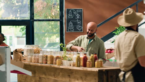 middle eastern man in ecological store