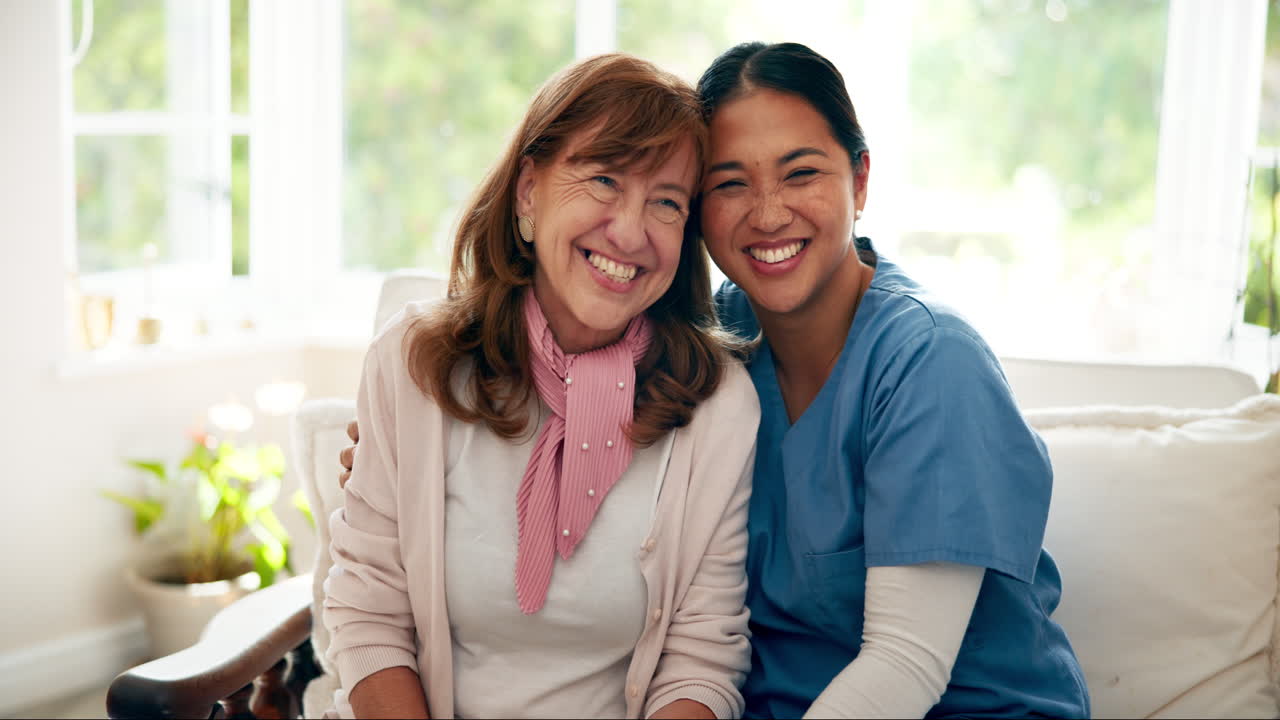 Caregiver and Senior Woman Smiling