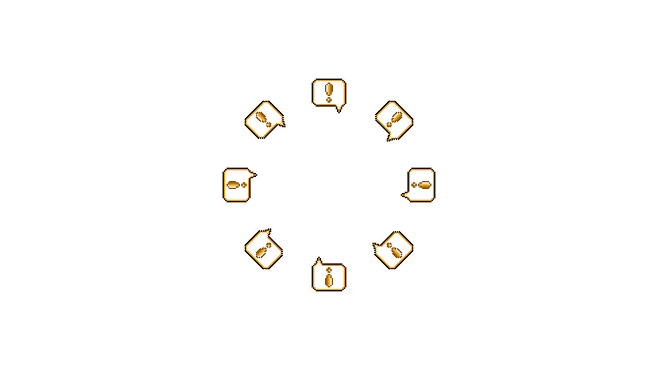 Pixel Art Speech bubble Exclamation mark Spinning Circle Animated Overlay Transparent 30fps (8)