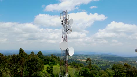 drone view of the telecommunication mask of the small village of africa town west pokot kenya africa