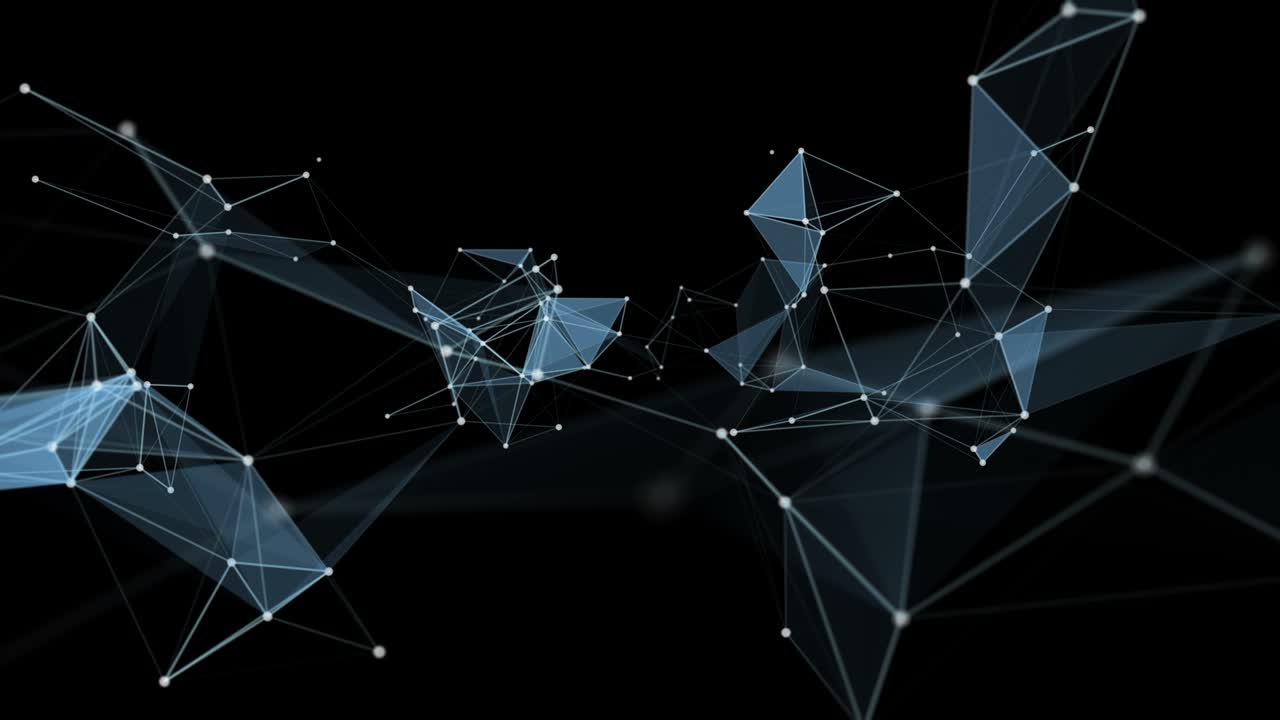 Futuristic plexus animation with glowing triangles in slow motion, 4096x2304 loop 4K