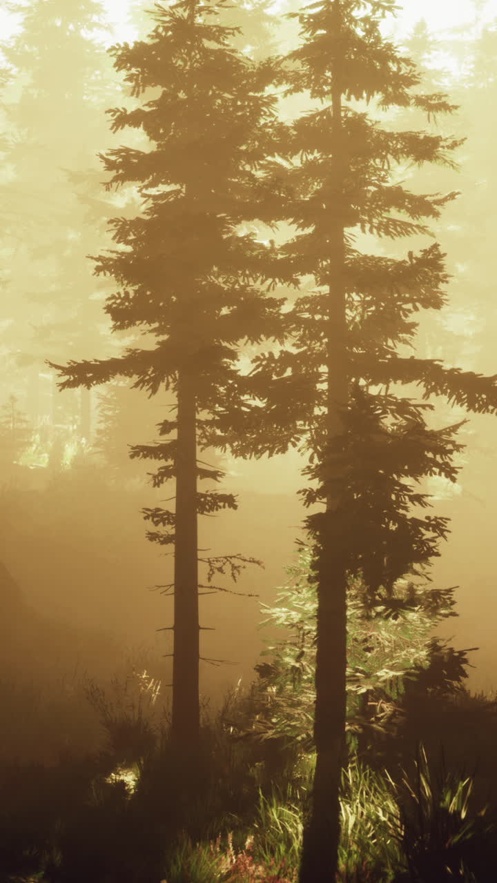 escena de un bosque de niebla