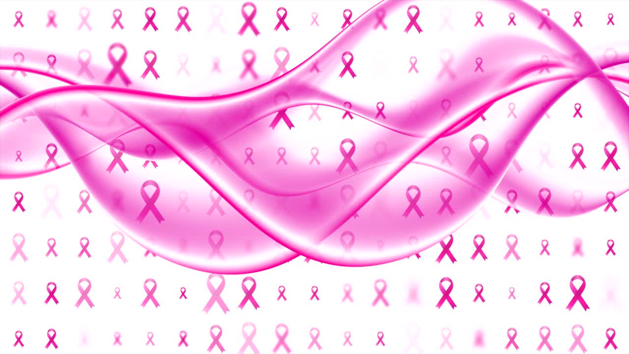 mes de concienciación sobre el cáncer de mama. ondas abstractas suaves y cinta rosa diseño de movimiento