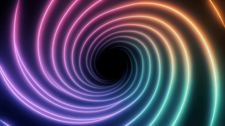 Túnel Espiral de Luz Neon Vibrante Girando Continuamente