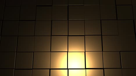 cool background of brown cubes net zomming out, so that abstract sun becomes visible on this squared grid.