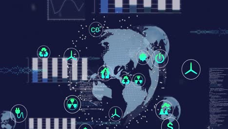 Animación-De-Iconos-De-Ecología-Y-Energía-Verde-Sobre-El-Mundo