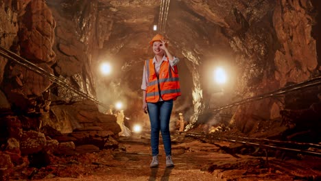 woman miner in tunnel