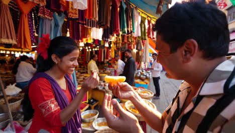 street food and shopping in an indian market