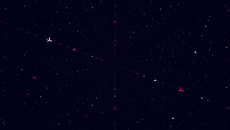 random flying small neon glitters in dark galaxy