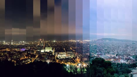 Zeitscheibe-Des-Heiligen-Grals-Der-Skyline-Von-Barcelona-An-Einem-Bewölkten-Tag