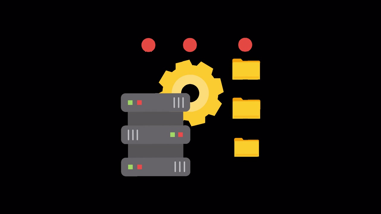 Animated Icon of Server Data Processing and Management