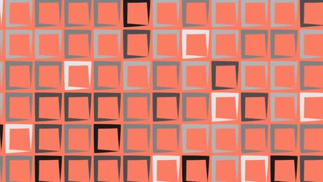 Digital-animation-of-multiple-grey-square-shapes-moving-against-orange-background