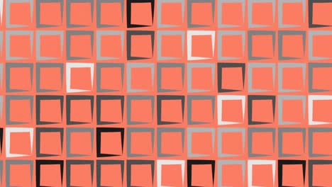 digital animation of multiple grey square shapes moving against orange background