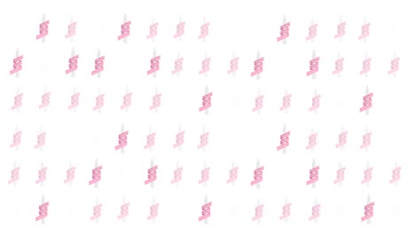 Animation-Mehrerer-Rosafarbener-Bandlogos,-Die-Auf-Weißem-Hintergrund-Leuchten