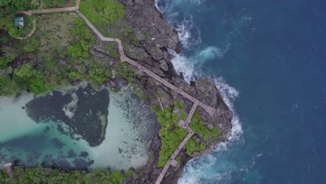 Top-down-shot-of-Waikuri-Lagoon-with-no-people-at-Sumba-Indonesia,-aerial