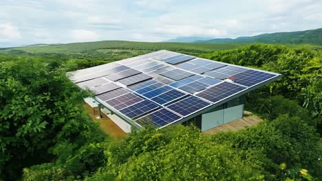 solar panels on a house in the forest