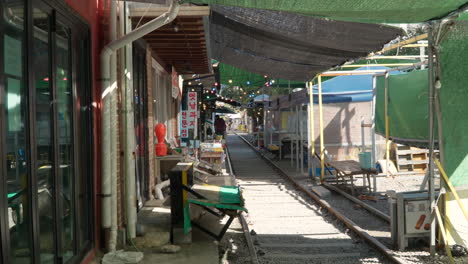 gyeongamdong railroad town in gunsan, railway tracks old retro korean street