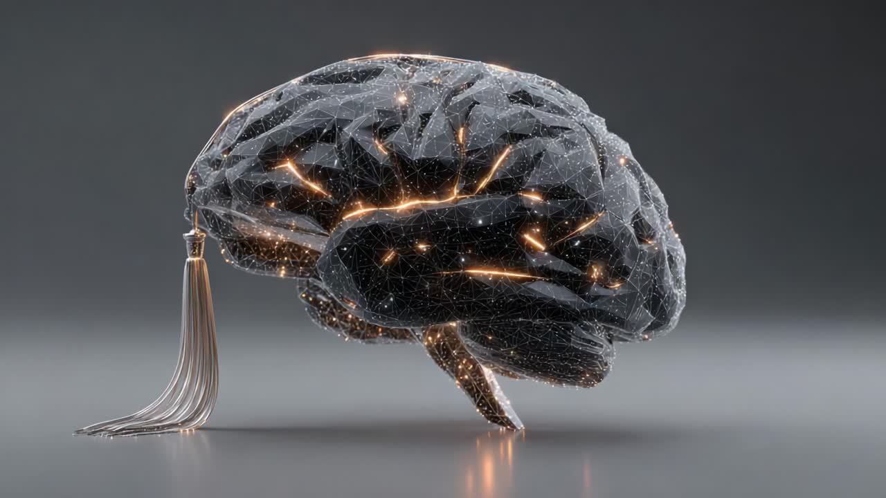 Una straordinaria rappresentazione visiva di un cervello con connessioni neurali luminose ed un design elegante, che cattura l'essenza dell'intelligenza e della creatività