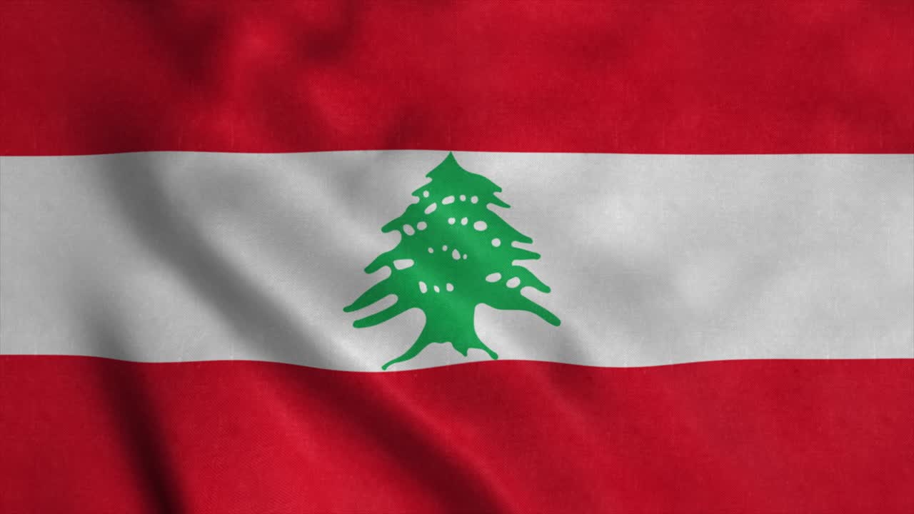 The national flag of Lebanon is flying in the wind. 4K