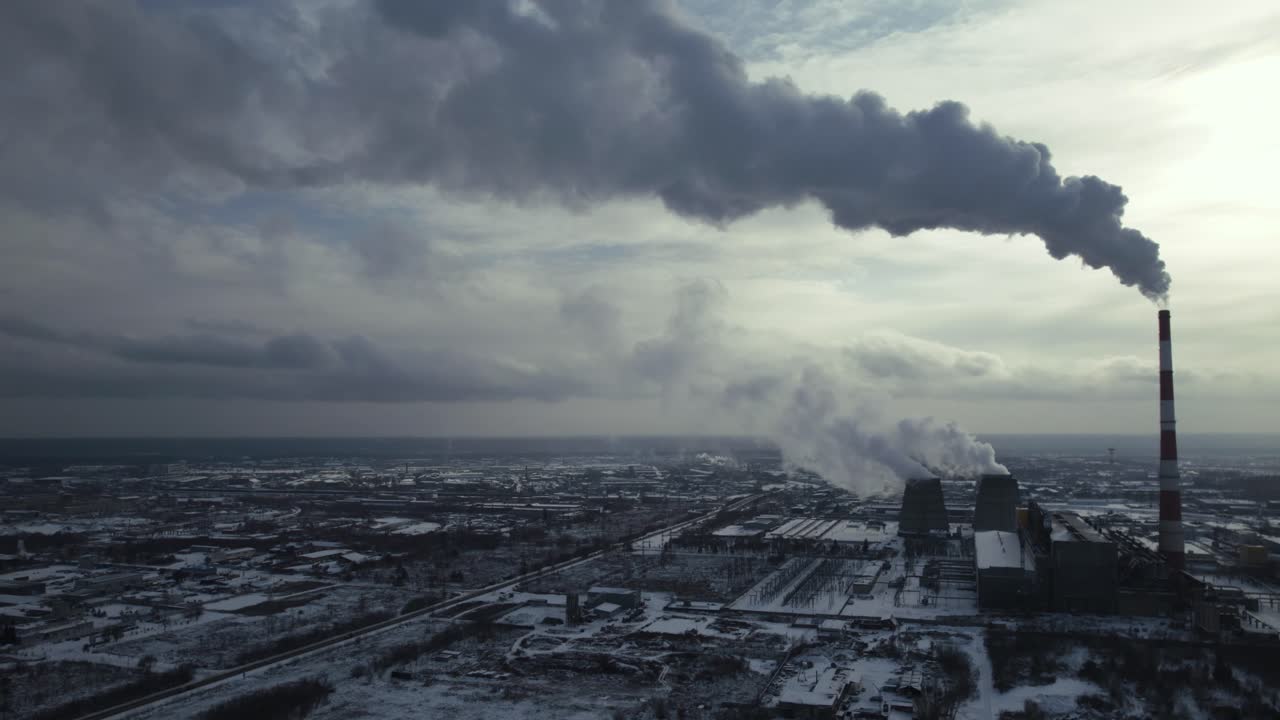 Industrial Power Plant in Winter