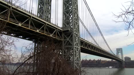 wide angle of the george washington bridge connecting new york to new jersey