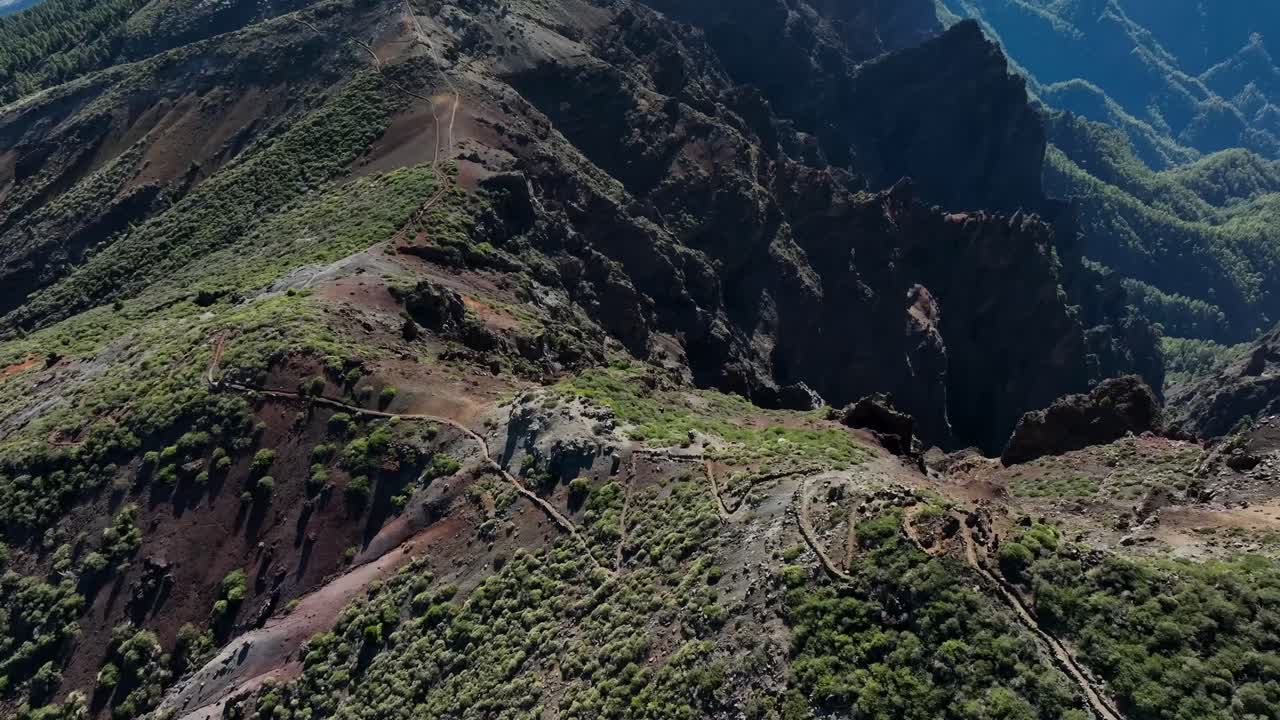 Aerial drone view of the landscape of La Palma, Canary Islands, Spain