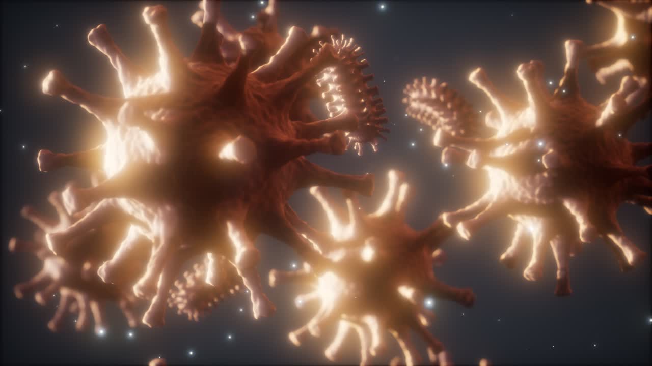 bacterias virus o gérmenes células de microorganismos bajo microscopio con profundidad