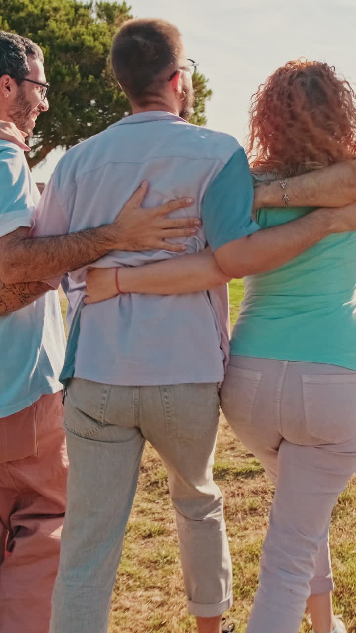 Friends Walking Together in the Park
