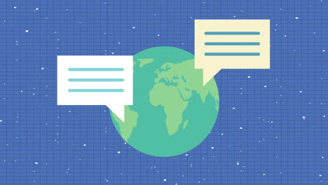 social media speech bubbles with earth planet