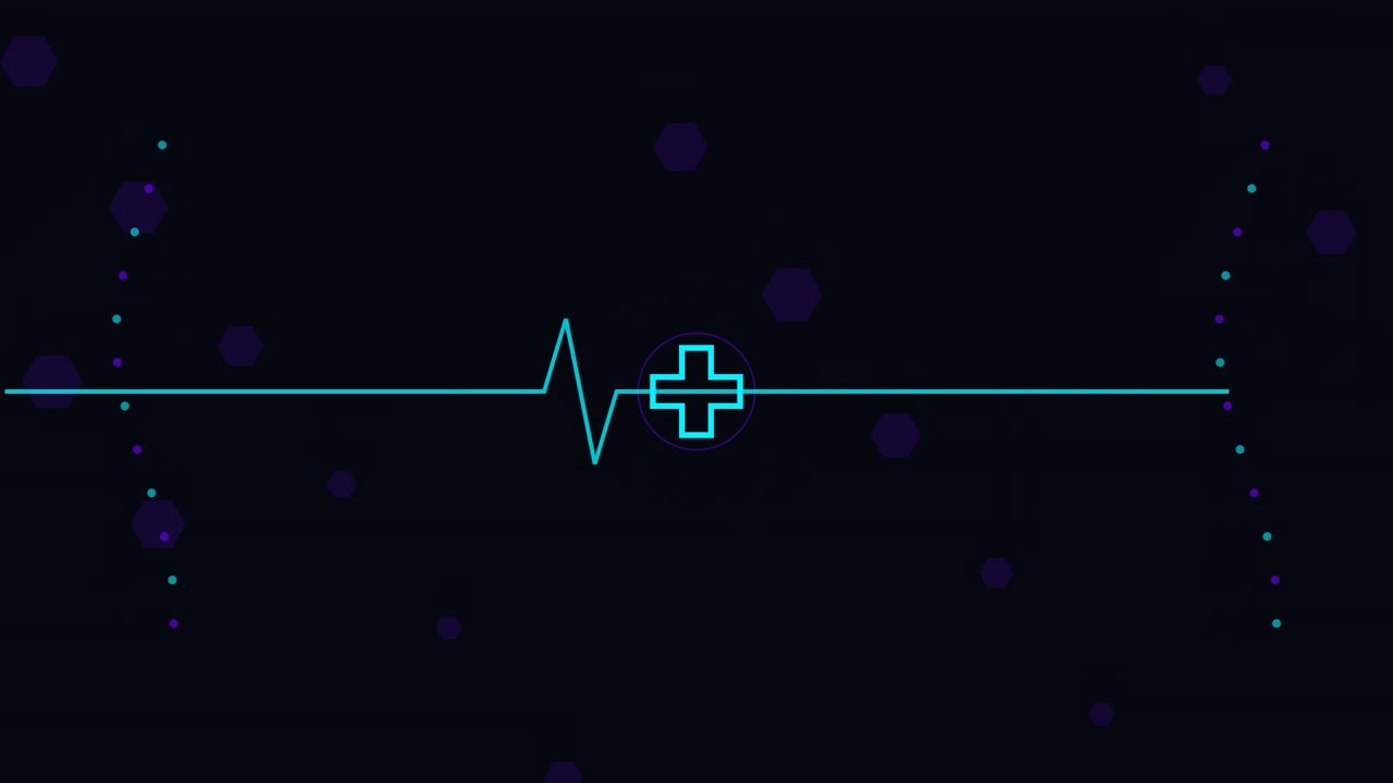 Animazione della linea ECG del battito cardiaco su sfondo scuro