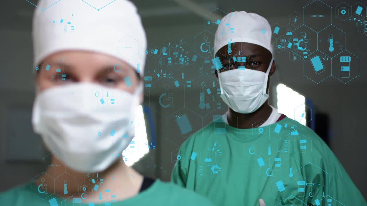 Animation af DNA-streng over forskellige kirurger på hospital