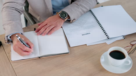 Lawyer-writing-notes,-reading-paperwork