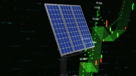 Animation-of-financial-data-processing-over-solar-panels