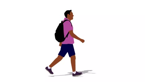 el joven negro que camina animación de dibujos animados. animación en bucle (video 4k).