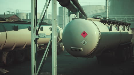 large white cistern trucks in a factory